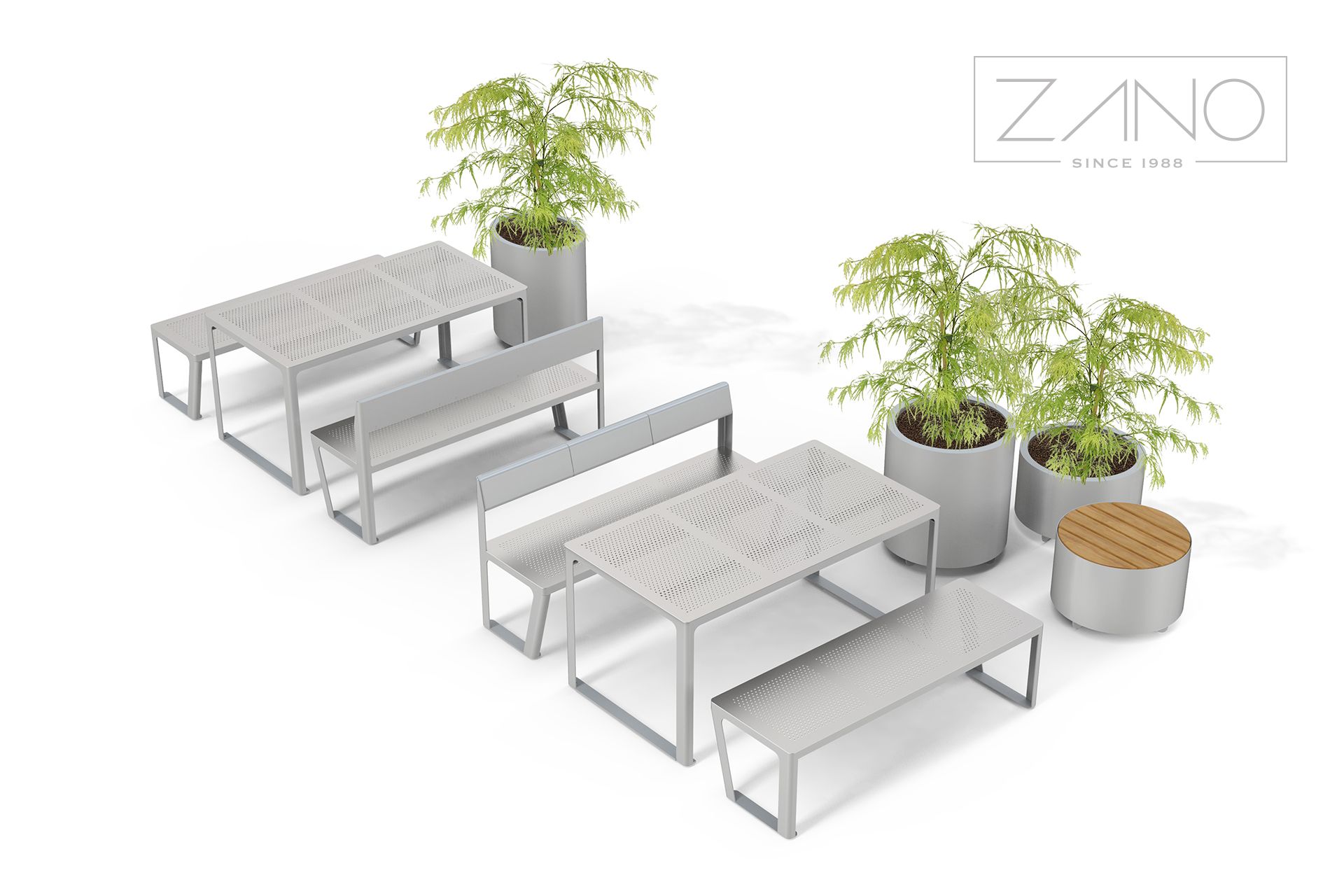Urbane Tische und Bänke von ZANO Stadtmobiliar