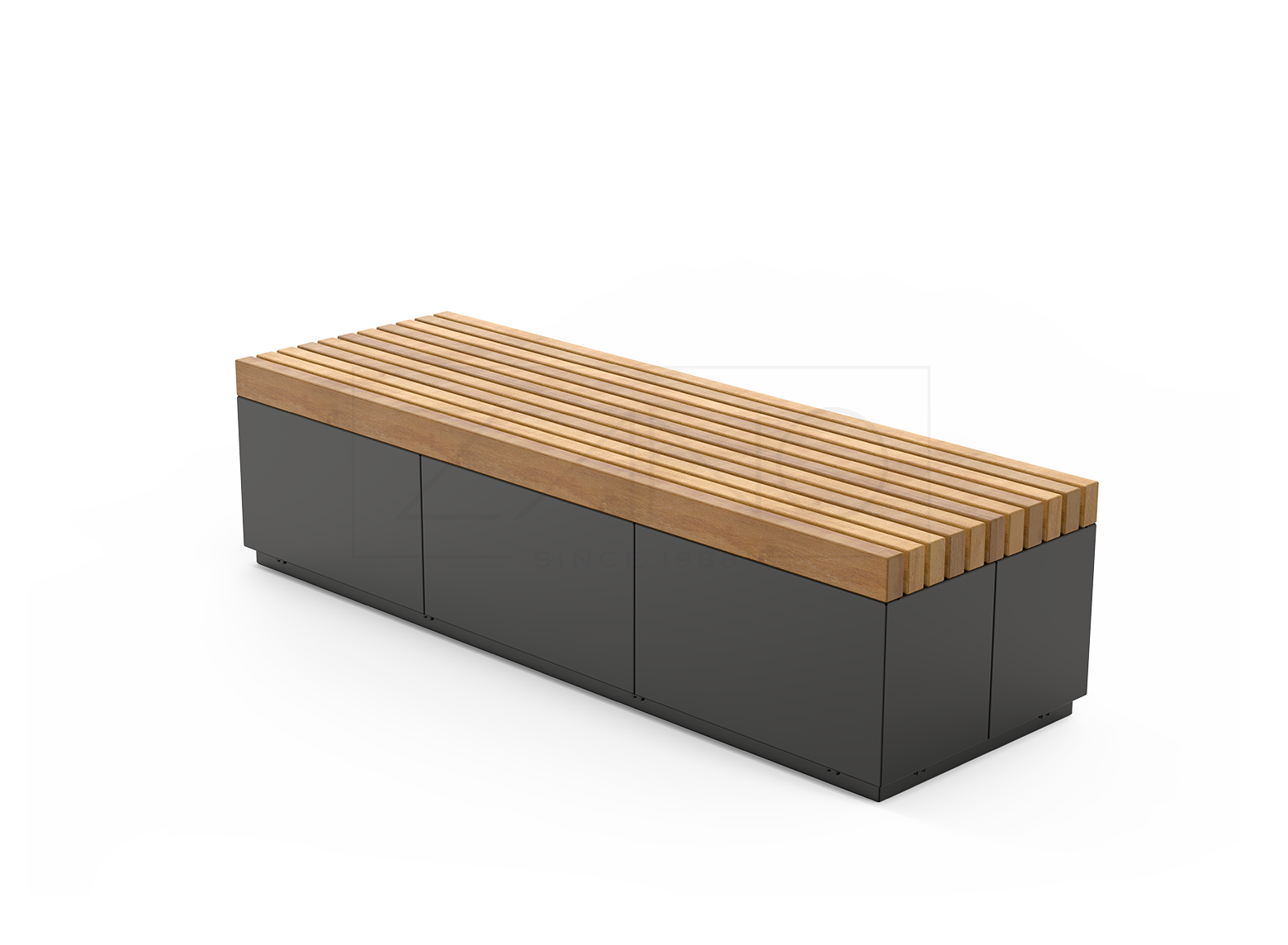 Urbane Bank aus Kohlenstoffstahl und exotischem Holz