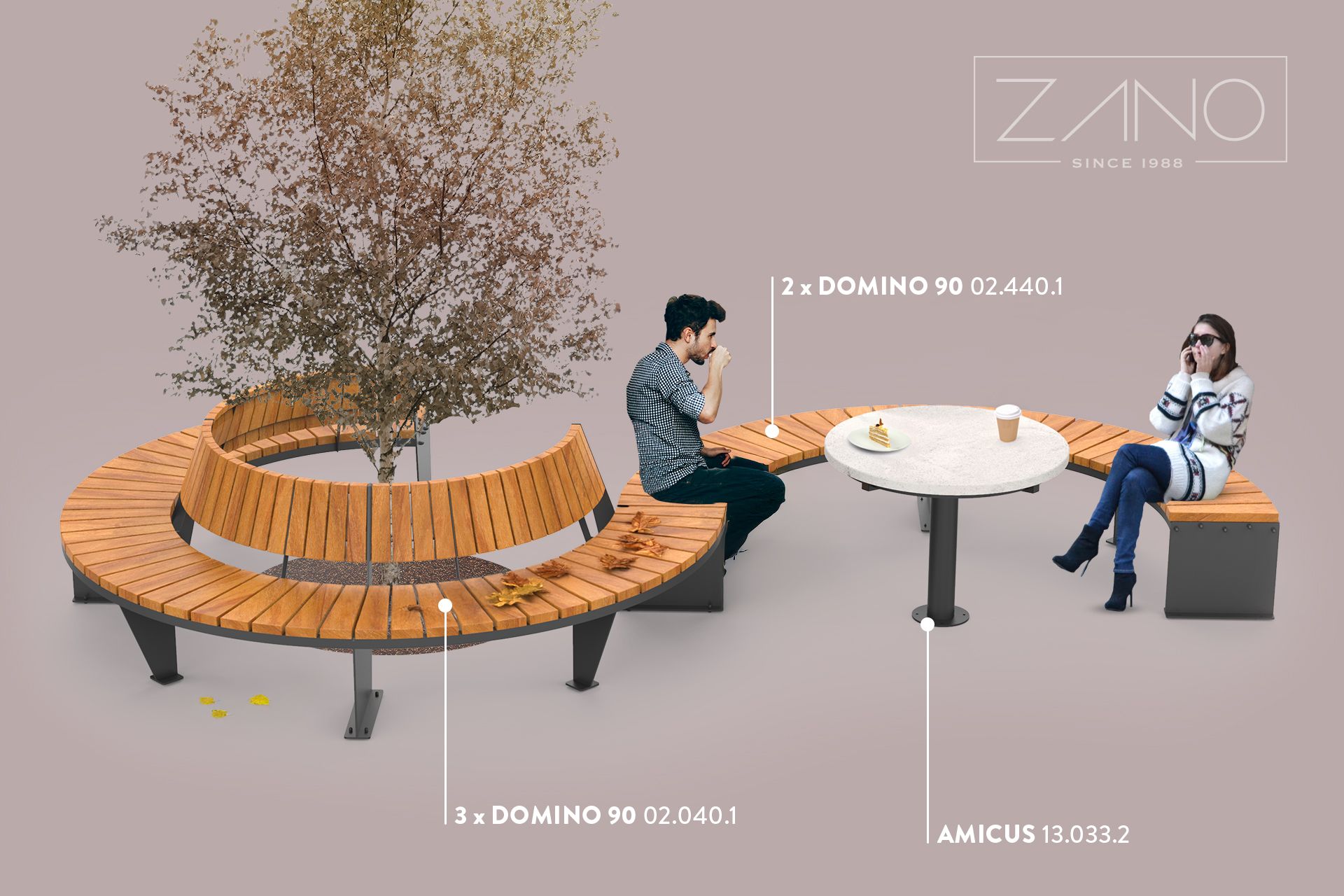 Tischset Amicus mit Domino-Bänken