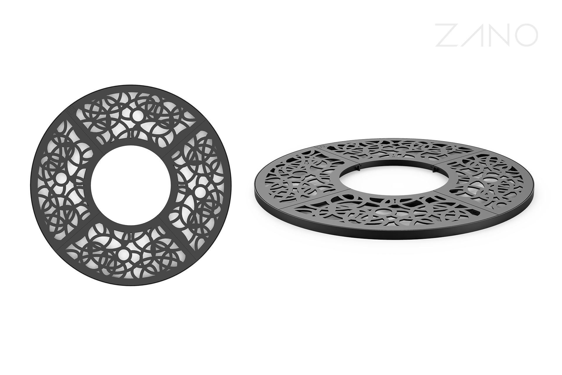 Gitter unter dem Baum mit der Möglichkeit der Installation von Lichtern im Gitter Gitter unter dem Baum mit der Möglichkeit der Installation von Lichtern im Gitter