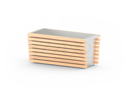 Moderner und eleganter Pflanzkübel aus Edelstahl und Holz Moderner und eleganter Pflanzkübel aus Edelstahl und Holz