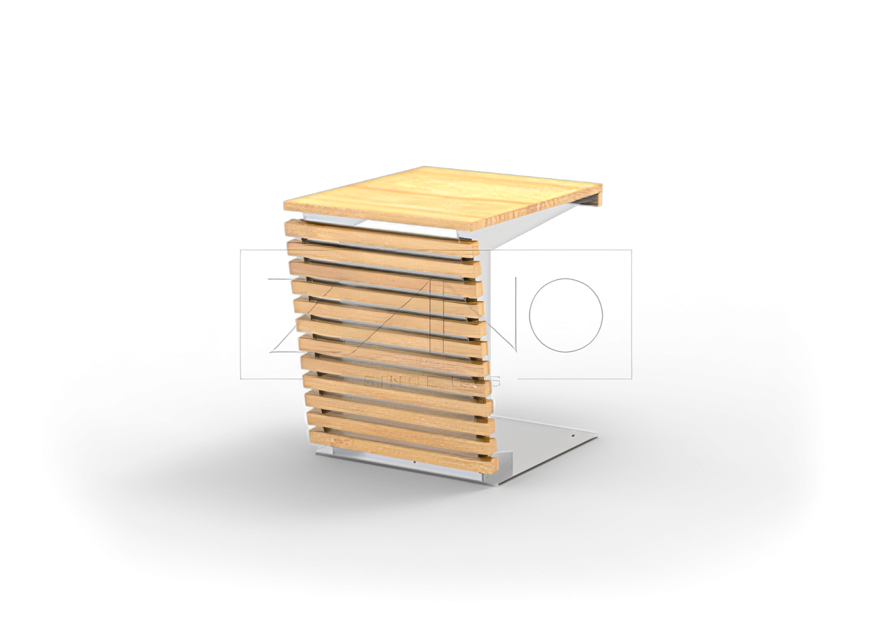 Tisch Flash 13.025 | Edelstahl Tisch mit Holzplatte