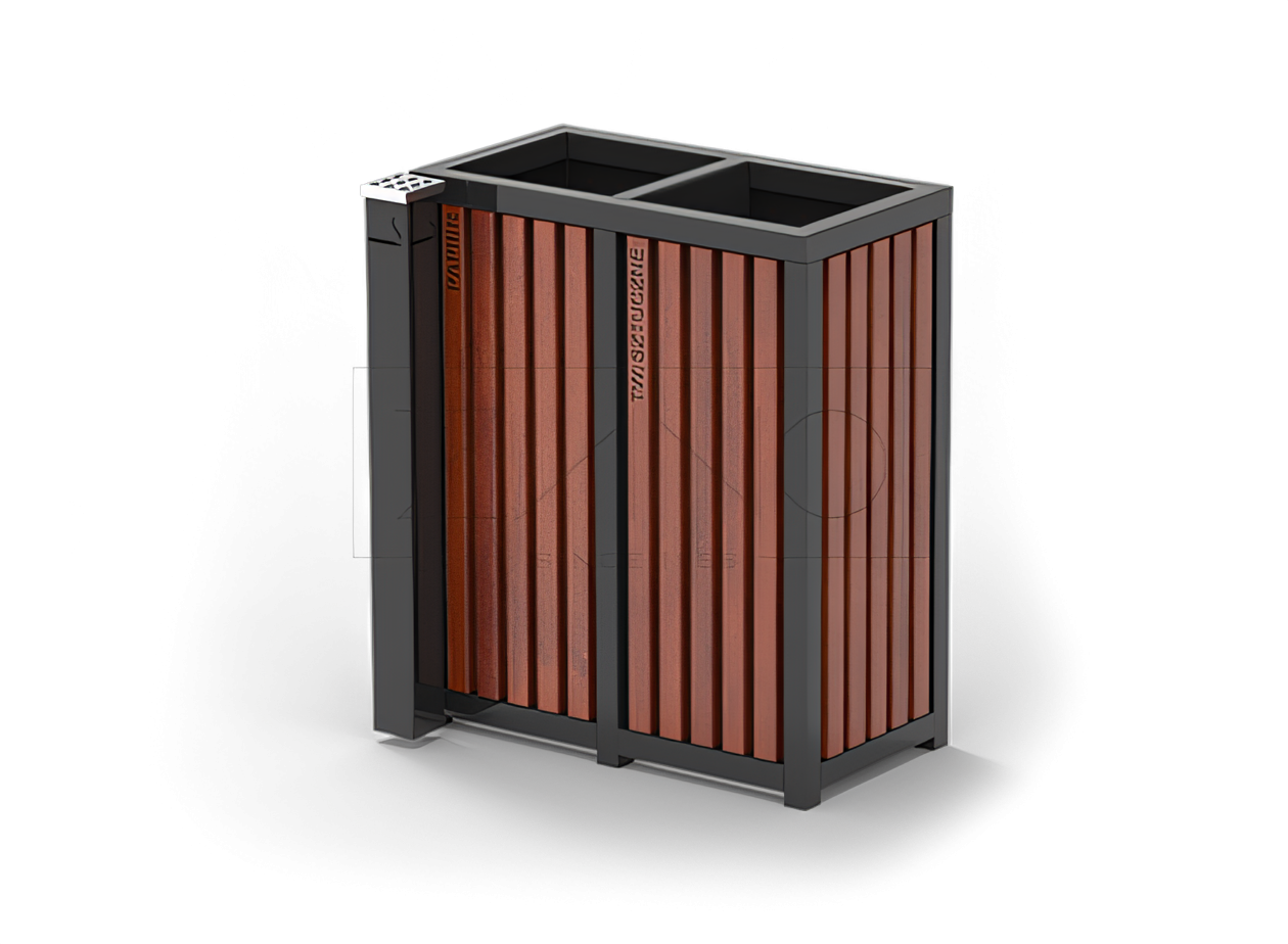 Mülltrennungssystem mit Aschenbecher aus Karbonstahl Mülltrennungssystem mit Aschenbecher aus Karbonstahl