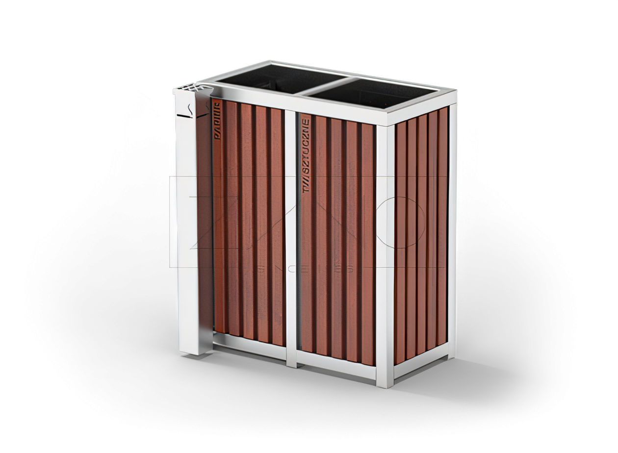 M&uuml;lltrennungssystem mit Aschenbecher aus Edelstahl