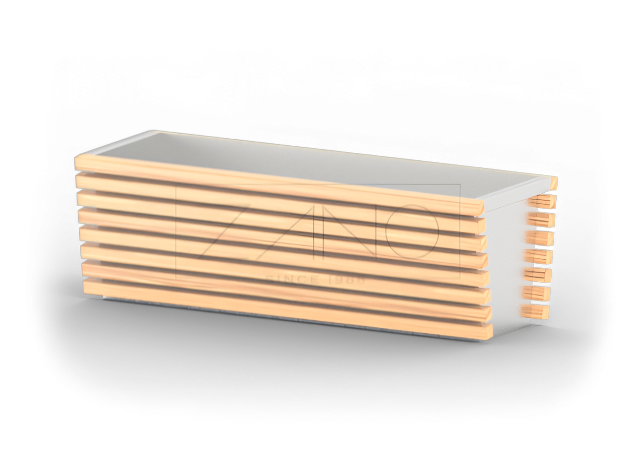 Moderner Pflanzkübel aus Edelstahl und Holz Moderner Pflanzkübel aus Edelstahl und Holz