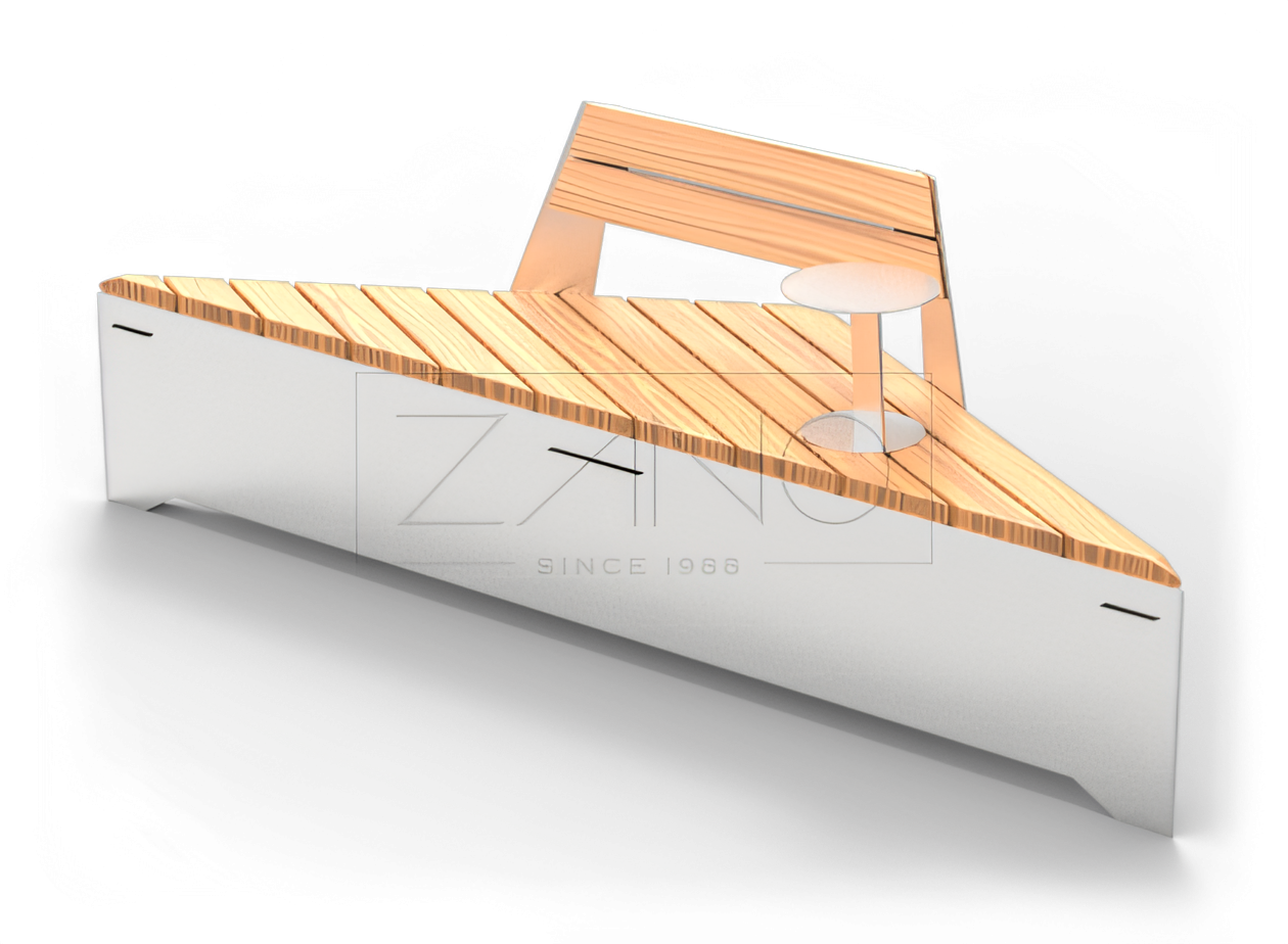 Origami-Bank mit R&uuml;ckenlehne und Tisch, Edelstahl