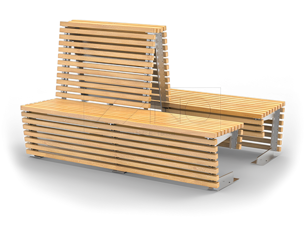 Urban Bank mit doppelter Rückenlehne | ZANO Stadtmobiliar Flash Stadtmöbel, mit Rückenlehne, ohne Rückenlehne aus Edelstahl