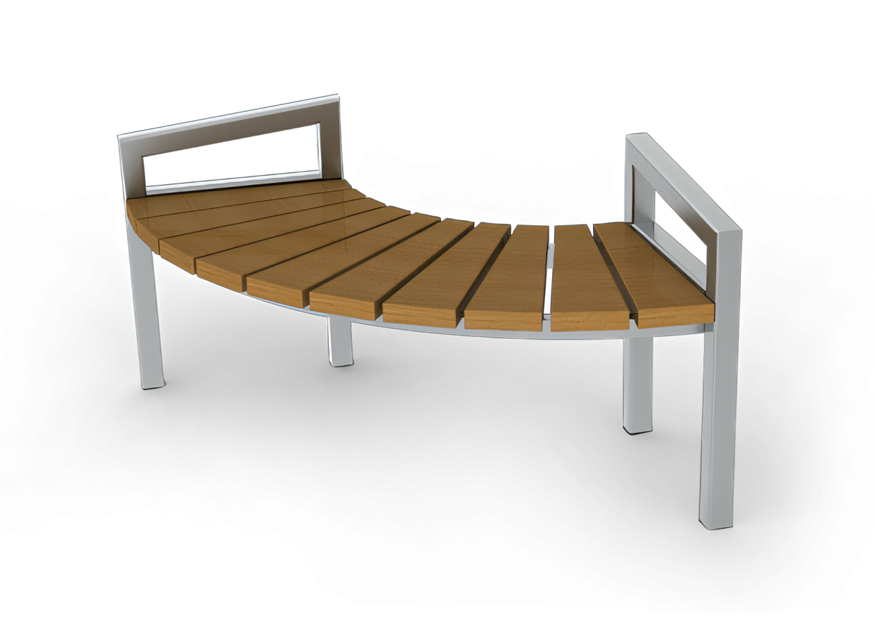 Bank Luna 02.430.1 | Edelstahl halbrunde Bänke für Einkaufszentren