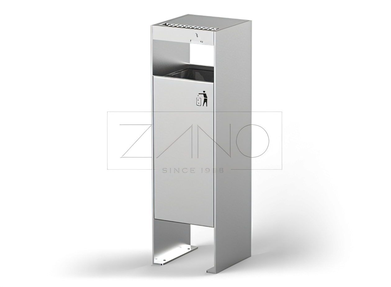 Abfallbeh&auml;lter mit Aschenbecher aus Edelstahl