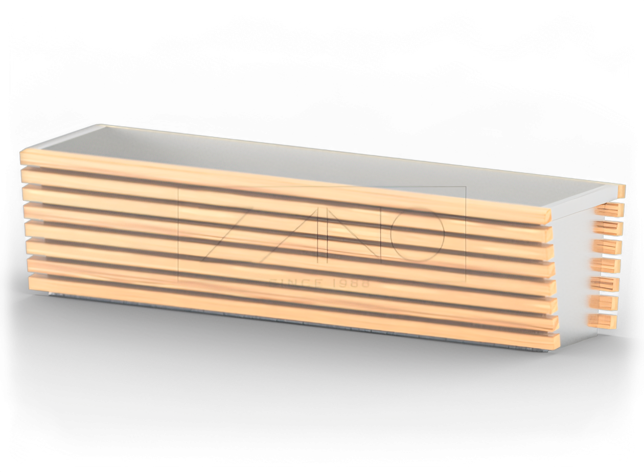 Moderner Pflanzkübel aus Edelstahl und Holzelementen Moderner Pflanzkübel aus Edelstahl und Holzelementen