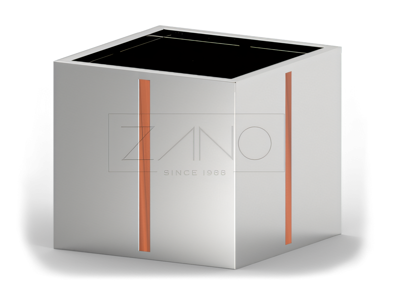 Pflanzk&uuml;bel Agawa 06.020.1.XL aus Edelstahl mit Holzelementen f&uuml;r &ouml;ffentliche Bereiche