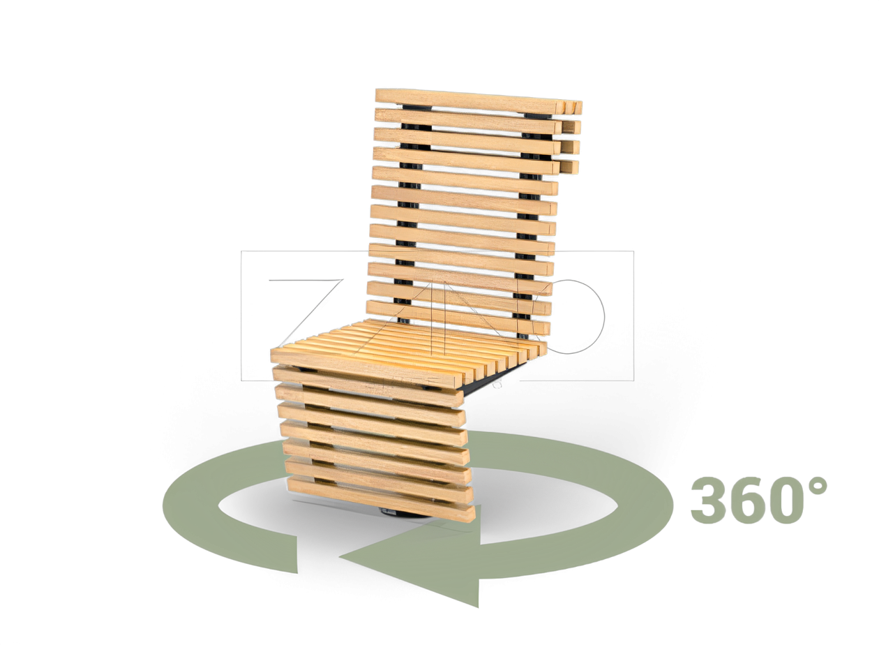 Drehstuhl Flash 02.625 aus Karbonstahl mit Holzleisten Drehstuhl Flash 02.625 aus Karbonstahl mit Holzleisten