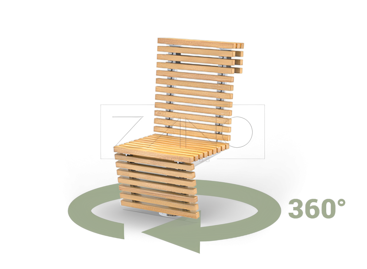Drehstuhl Flash 02.625 aus Edelstahl mit Holzleisten Drehstuhl Flash 02.625 aus Edelstahl mit Holzleisten