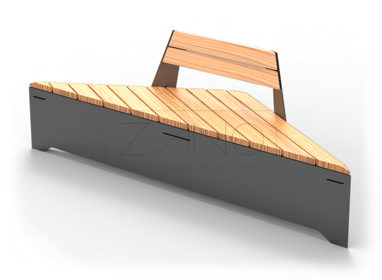 Modulare Bank mit Rückenlehne aus Karbonstahl Modulare Bank mit Rückenlehne - modernes Design