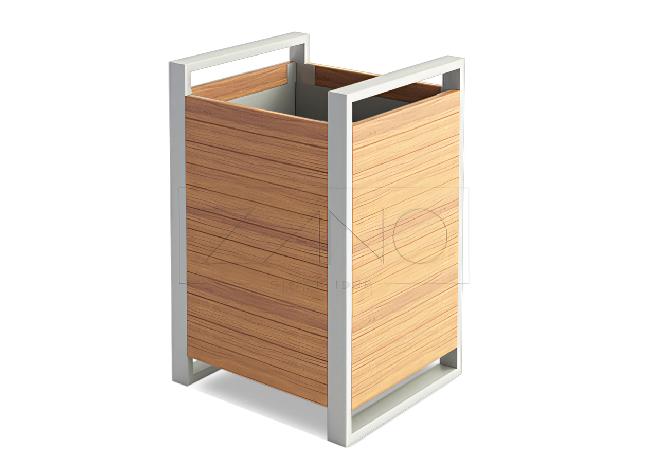 06.041 ist ein moderner Pflanzk&uuml;bel mit einer klassischen Form, die auf einer modernen Kombination aus Stahl und Holz basiert.