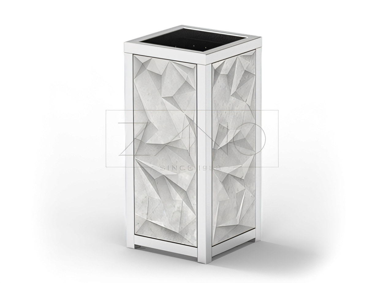 Trigono urbaner Abfallbeh&auml;lter aus Beton von ZANO Stadtmobiliar