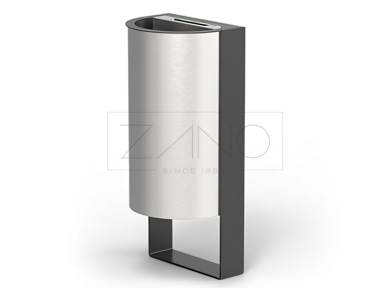 Stehender Abfallbehälter mit Ascher Start 03.044.1 | Karbonstahl Abfallbehälter Standascher außen
