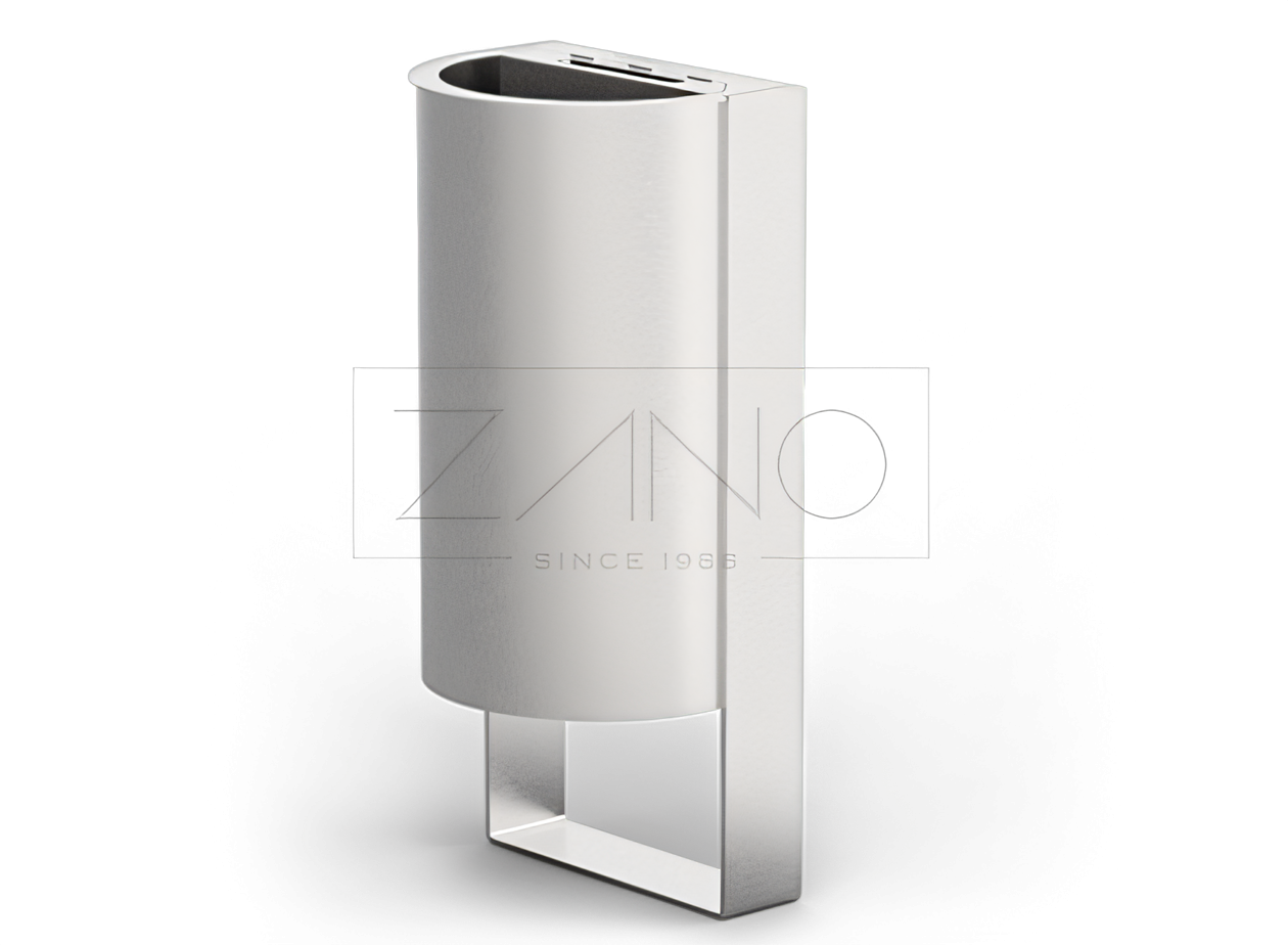 Stehender Abfallbehälter mit Ascher Start 03.044.1 | Edelstahl Abfallkorb mit Aschenbecher, freistehend, außen aus Edelstahl