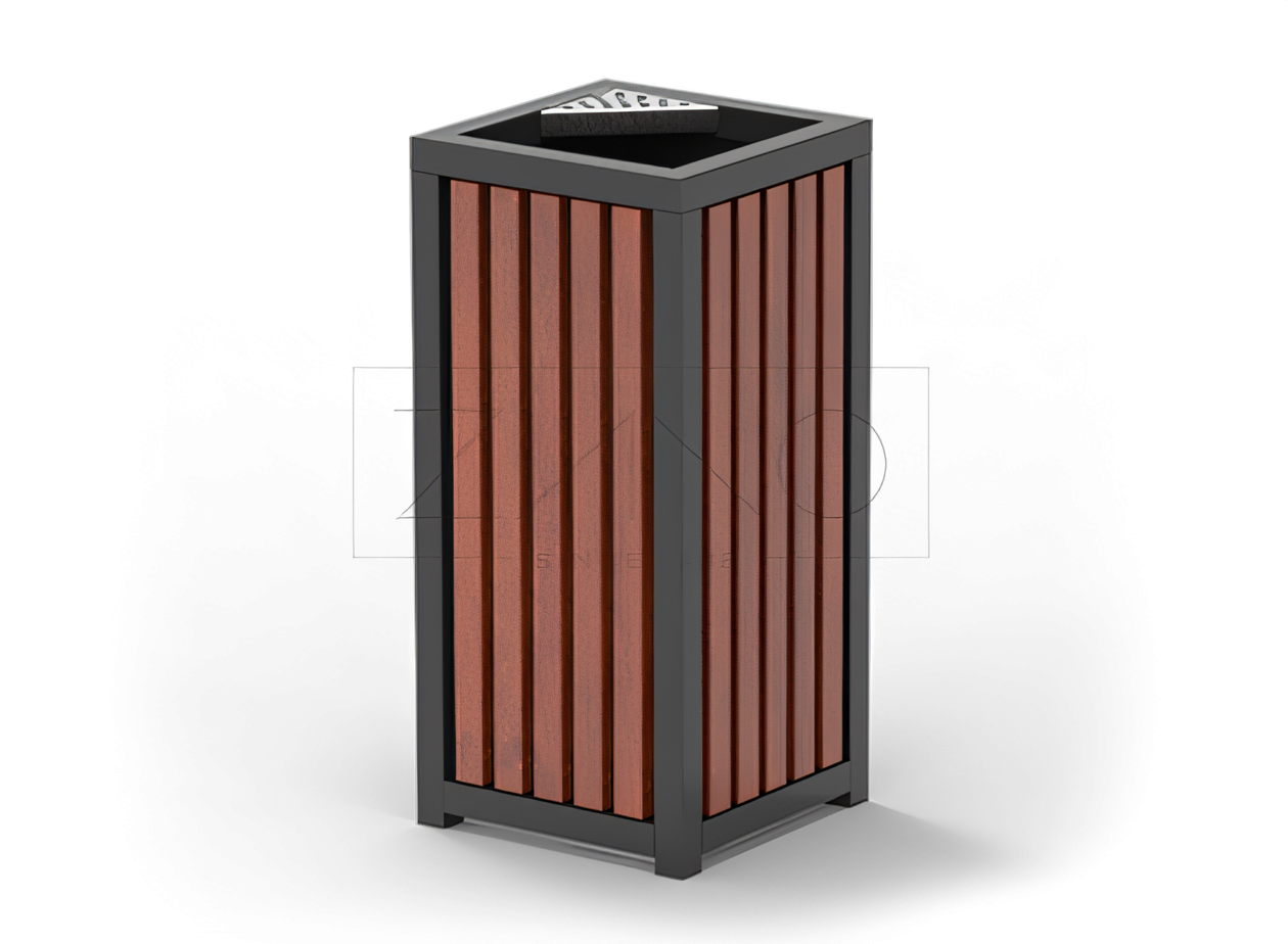 Metallabfalleimer Altus mit einem klassischen Ascher in der Ecke moderne körbe mit aschenbecher aus karbonstahl