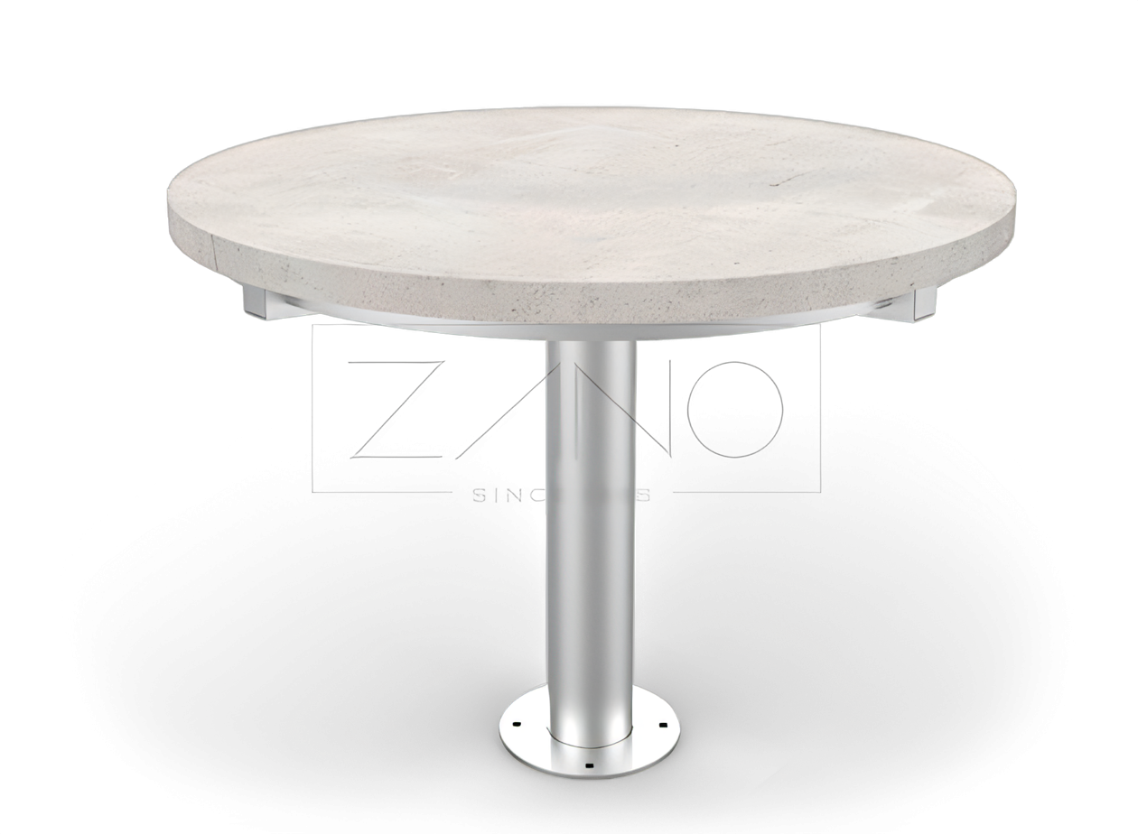 Schachtisch aus Edelstahl mit Betonplatte