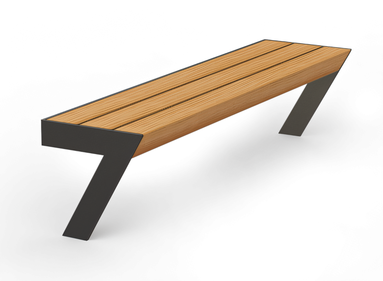 Bank Seven 02.432 | Karbonstahl Moderne Metallbänke zum Einbetonieren