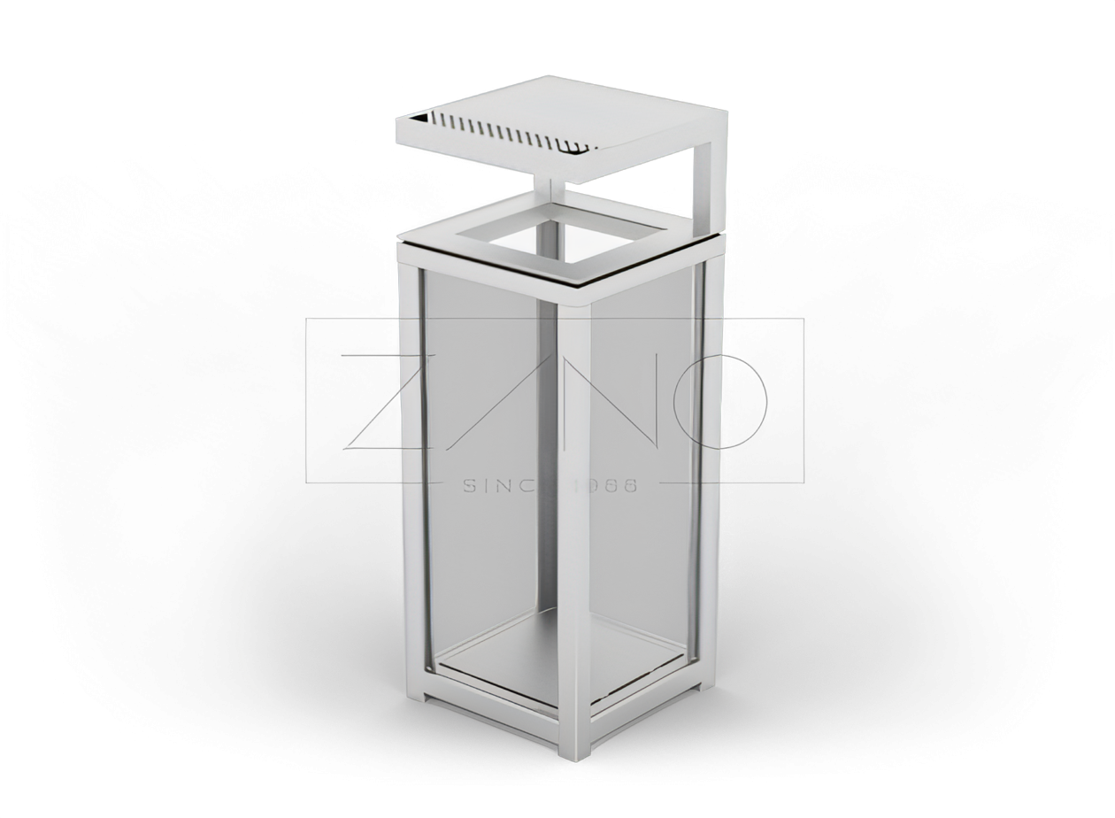 Transparente Beh&auml;lter f&uuml;r den Au&szlig;enbereich, Stahl, mit Aschenbechern