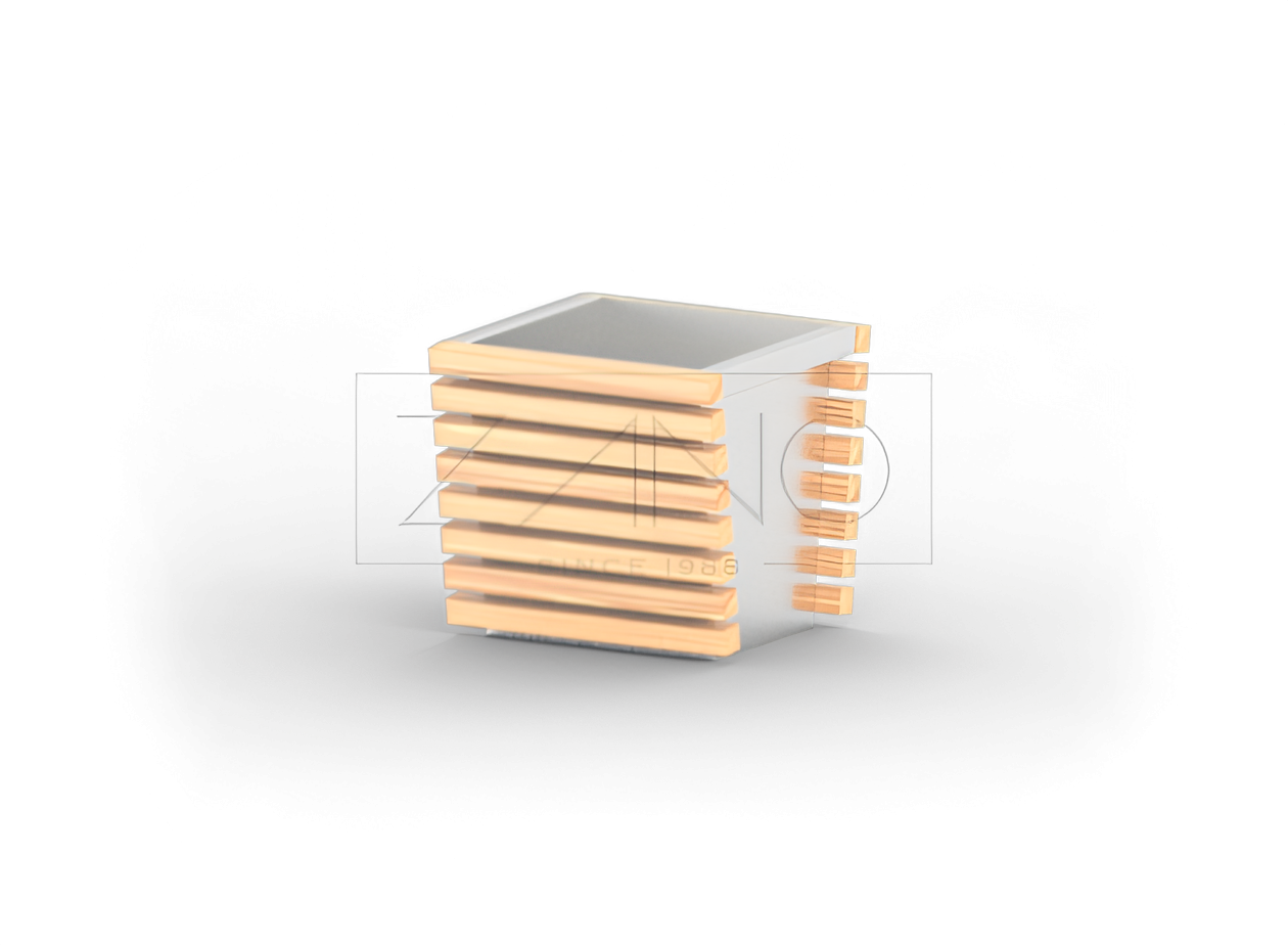 Moderner Pflanzkübel aus Edelstahl und Holzelementen Moderner Pflanzkübel aus Edelstahl und Holzelementen