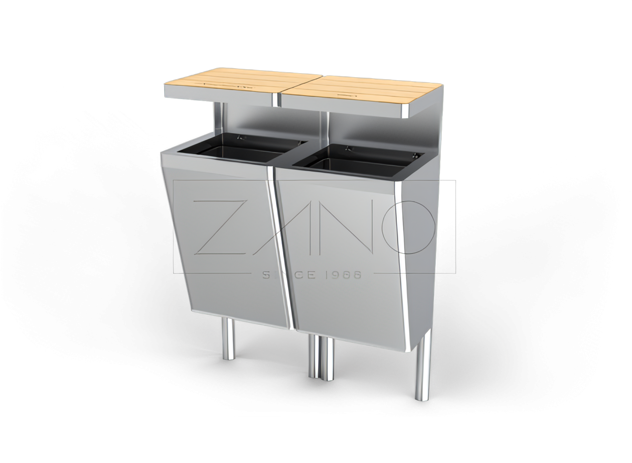 M&uuml;lltrennungssystem mit zwei Innenbeh&auml;ltern Scandik aus Edelstahl