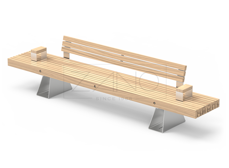 Travetto Bank aus Edelstahl und Holz mit Armlehnen