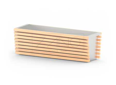 Moderner Pflanzkübel aus Edelstahl und Holz