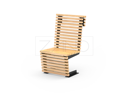 Stuhl aus Karbonstahl und Holzleisten
