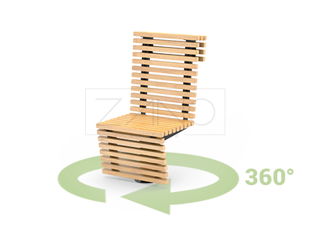 Drehstuhl Flash 02.625 aus Karbonstahl mit Holzleisten