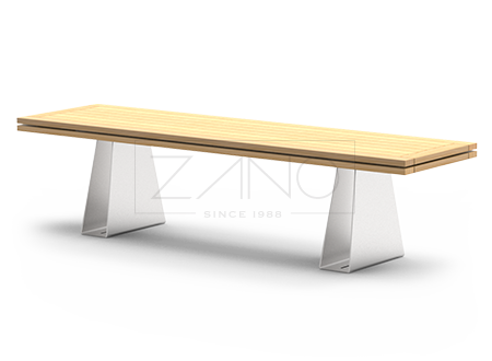 Holztisch mit Stahlbeinen für den Außenraum