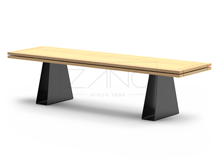 Holztisch mit Stahlbeinen für den Außenraum