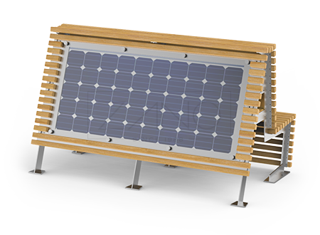 Städtische Solarbank aus Edelstahl