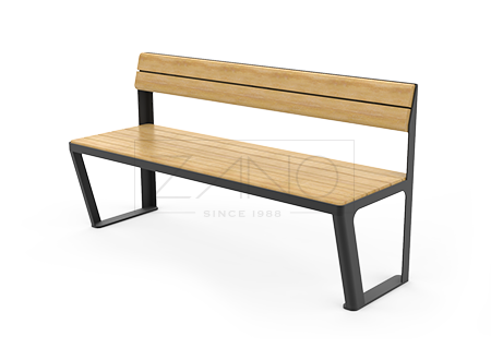 Moderne Sitzbank aus Karbonstahl und Holz