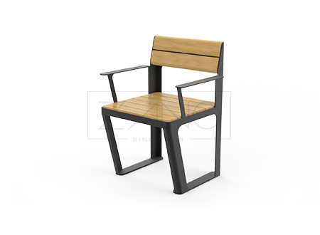 Stuhl mit Arm- und Rückenlehne für Parkanlagen aus Karbonstahl