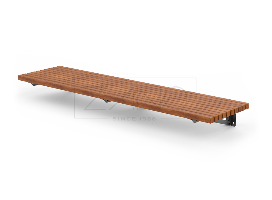 Modernes Modell einer wandmontierten Holzbank