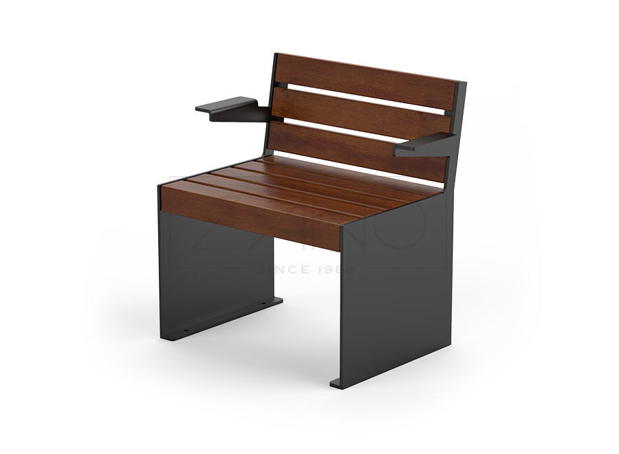 Stuhl aus Karbonstahl und Fichtenholz
