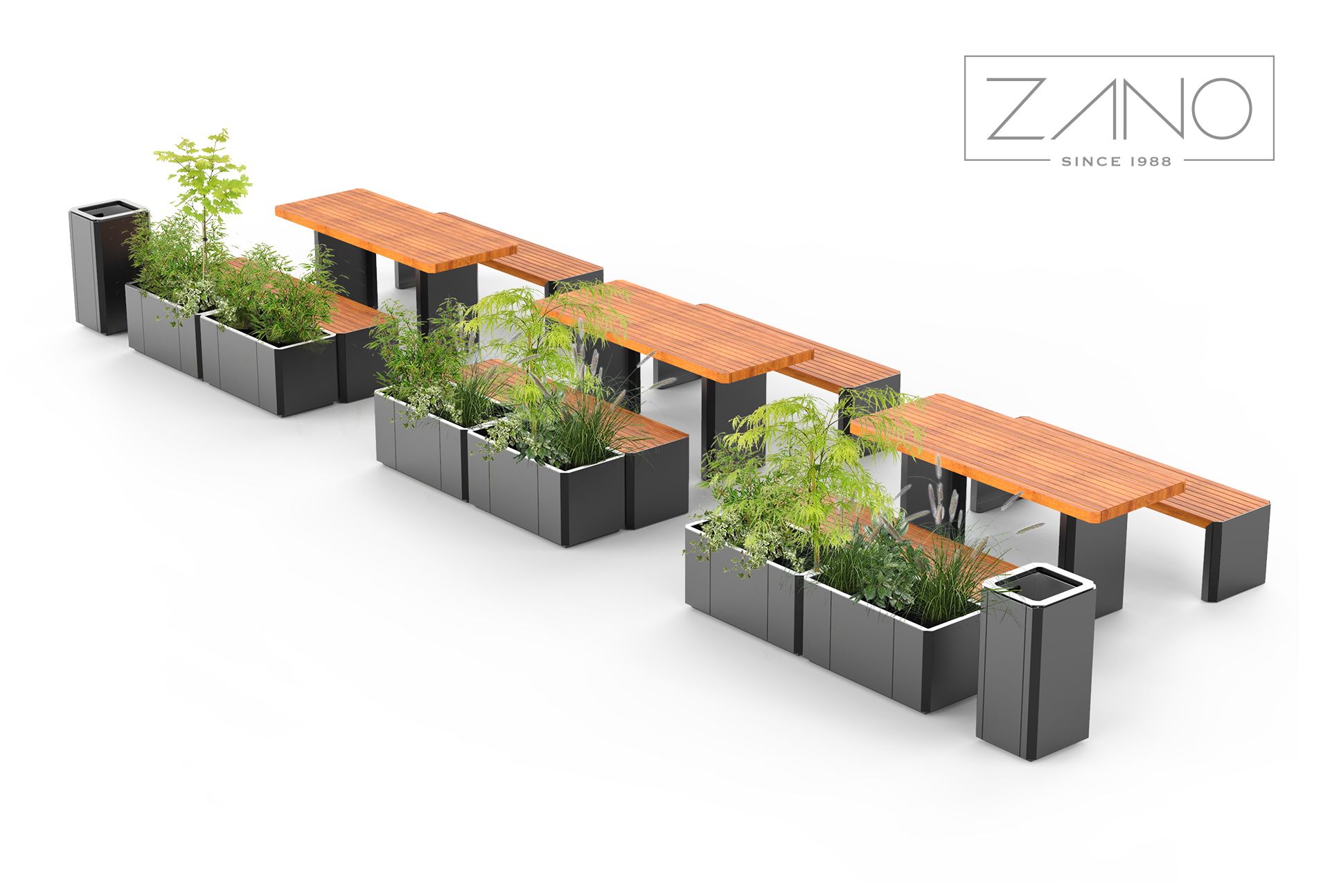 Stilo - Bänke und Pflanzgefäße von ZANO urban furniture Stilo - Bänke und Pflanzgefäße von ZANO urban furniture